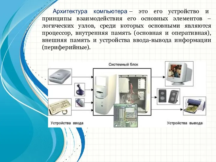 Архитектура компьютера – это его устройство и принципы взаимодействия его основных элементов