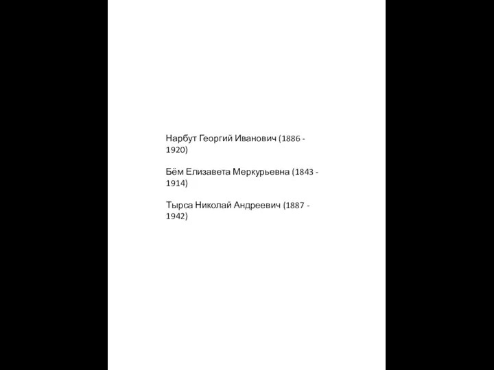 Нарбут Георгий Иванович (1886 - 1920) Бём Елизавета Меркурьевна (1843 - 1914)