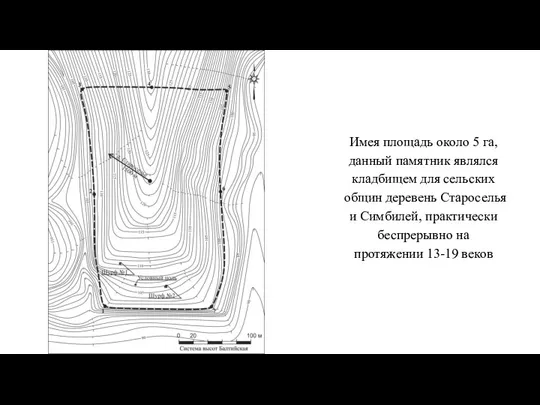 Имея площадь около 5 га, данный памятник являлся кладбищем для сельских общин