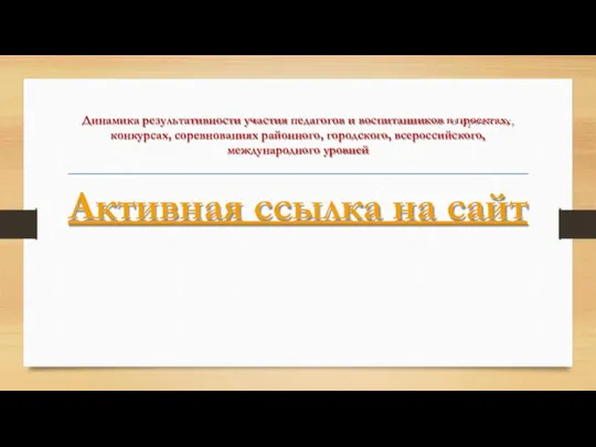 Динамика результативности участия педагогов и воспитанников в проектах, конкурсах, соревнованиях районного, городского,