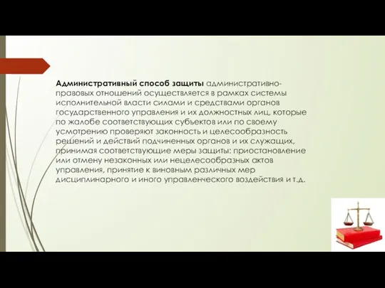 Административный способ защиты административно-правовых отношений осуществляется в рамках системы исполнительной власти силами