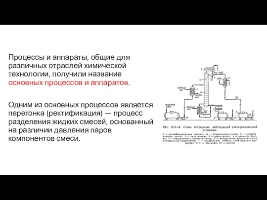 Процессы и аппараты, общие для различных отраслей химической технологии, получили название основных