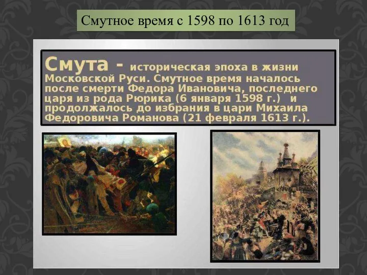 Смутное время с 1598 по 1613 год