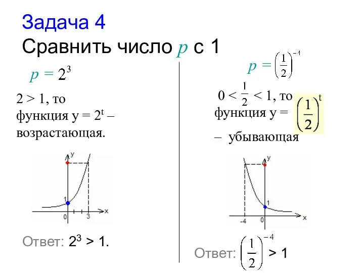 Задача 4 Cравнить число р с 1 р = 2 > 1,