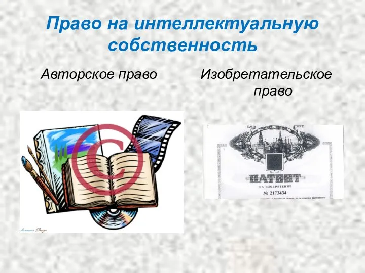 Право на интеллектуальную собственность Авторское право Изобретательское право