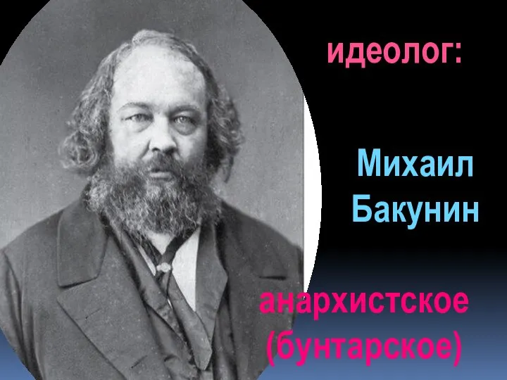 идеолог: Михаил Бакунин анархистское (бунтарское)