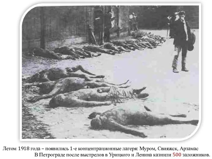 В Петрограде после выстрелов в Урицкого и Ленина казнили 500 заложников. Летом