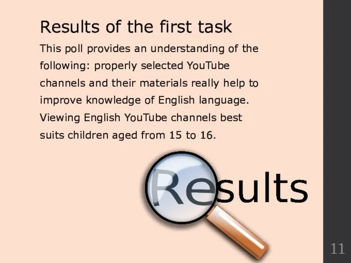 Results of the first task This poll provides an understanding of the