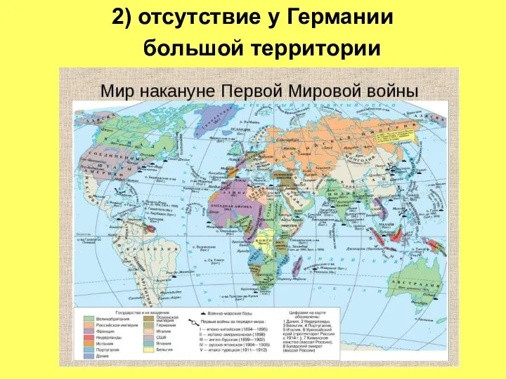 2) отсутствие у Германии большой территории