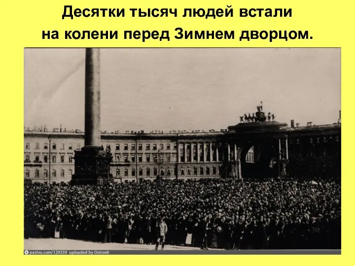 Десятки тысяч людей встали на колени перед Зимнем дворцом.