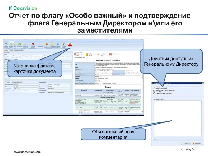 Отчет по флагу «Особо важный» и подтверждение флага Генеральным Директором и\или его