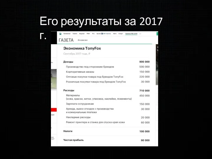 Его результаты за 2017 г.