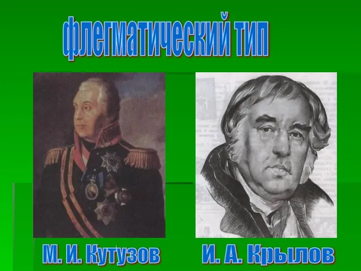 флегматический тип М. И. Кутузов И. А. Крылов