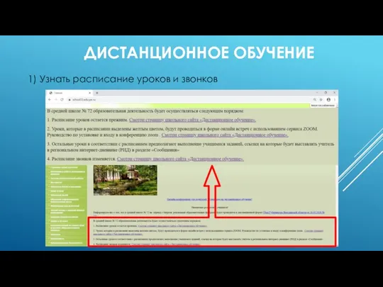 ДИСТАНЦИОННОЕ ОБУЧЕНИЕ 1) Узнать расписание уроков и звонков