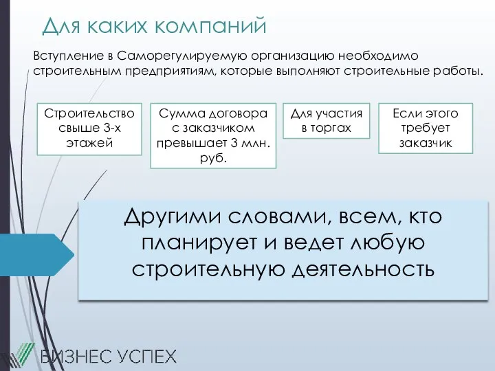 Для каких компаний Если этого требует заказчик Другими словами, всем, кто планирует