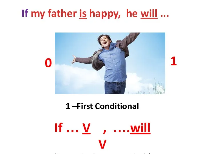 If my father is happy, he will ... 1 –First Conditional If