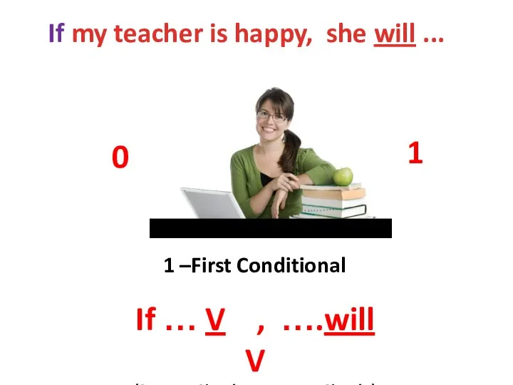 If my teacher is happy, she will ... 1 –First Conditional If