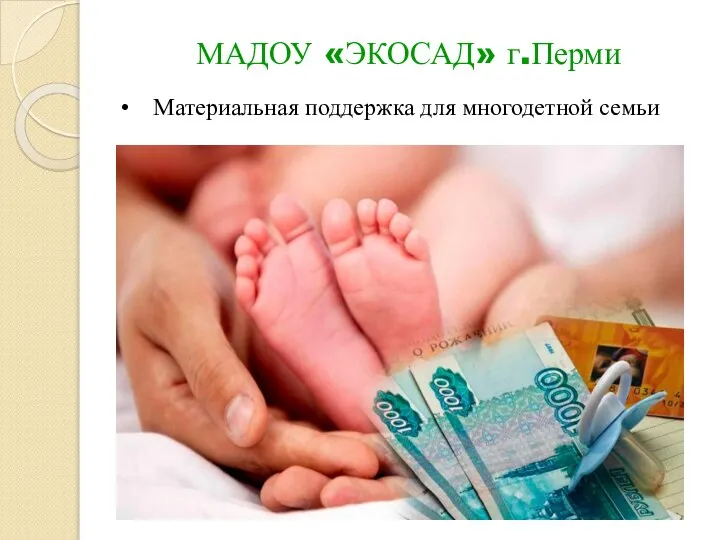 МАДОУ «ЭКОСАД» г.Перми Материальная поддержка для многодетной семьи
