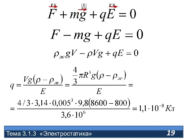 Тема 3.1.3 «Электростатика»