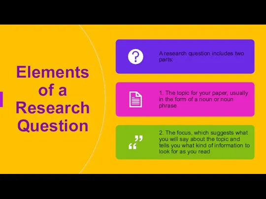 Elements of a Research Question