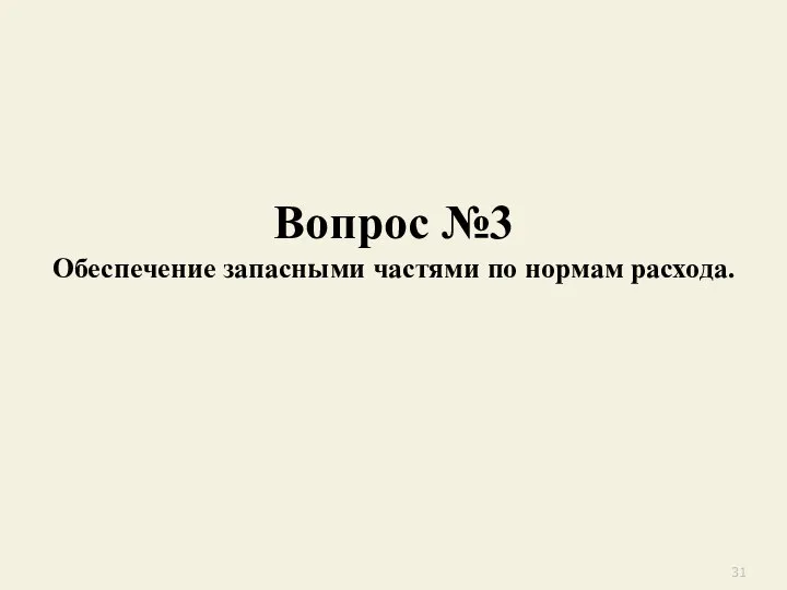 Вопрос №3 Обеспечение запасными частями по нормам расхода.