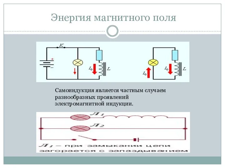 Энергия магнитного поля Самоиндукция является частным случаем разнообразных проявлений электромагнитной индукции.