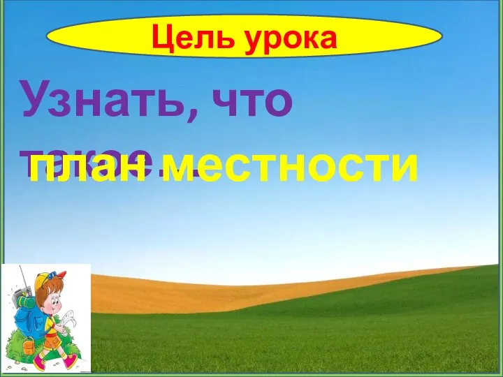 Цель урока Узнать, что такое… план местности