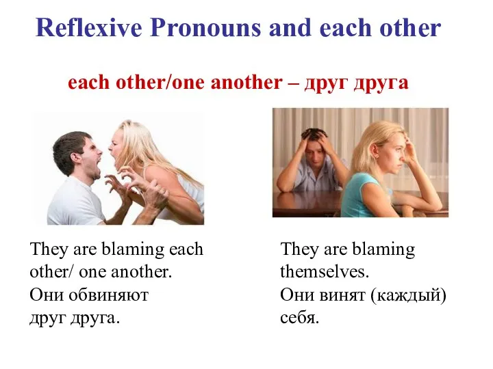 Reflexive Pronouns and each other each other/one another – друг друга They