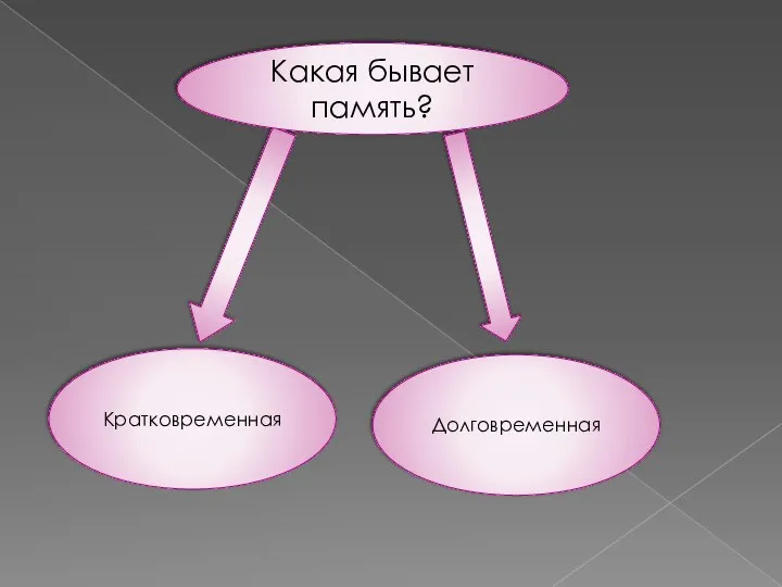 Какая бывает память? Кратковременная Долговременная