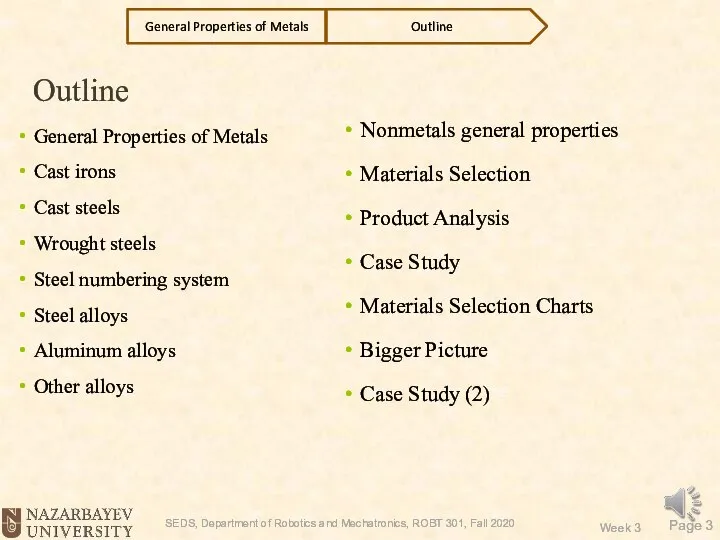 Outline General Properties of Metals Cast irons Cast steels Wrought steels Steel