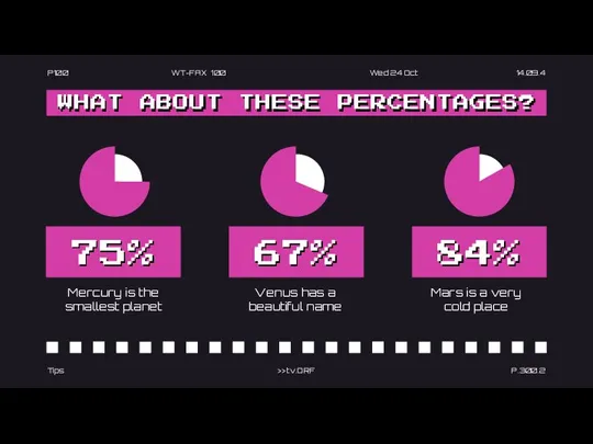 WHAT ABOUT THESE PERCENTAGES? Tips >> tv.ORF P.300.2 75% 67% Venus has