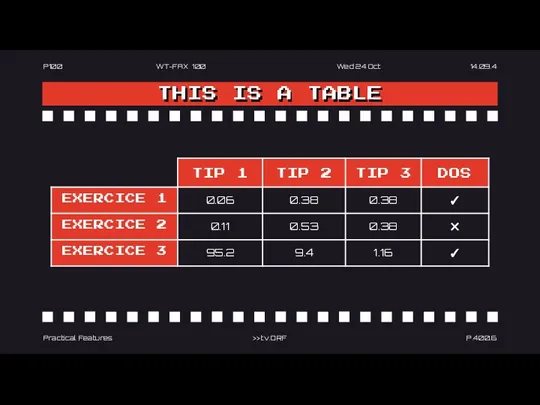 THIS IS A TABLE Practical Features P.400.6 >> tv.ORF