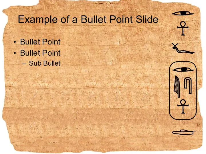 Example of a Bullet Point Slide Bullet Point Bullet Point Sub Bullet