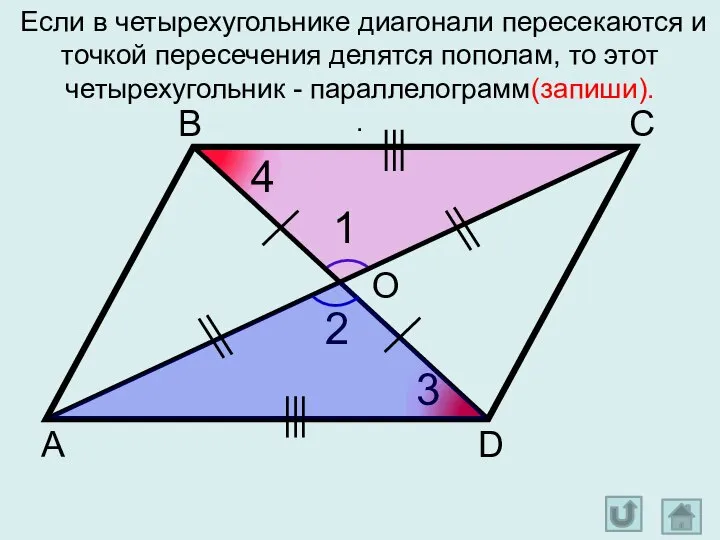 А D С В O 1 2 3 4 Если в четырехугольнике