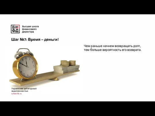 Чем раньше начнем возвращать долг, тем больше вероятность его возврата. Управление дебиторской