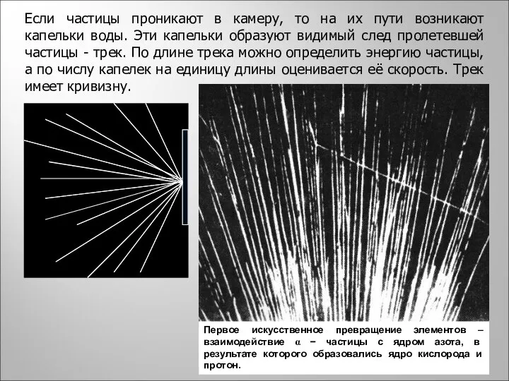 Если частицы проникают в камеру, то на их пути возникают капельки воды.