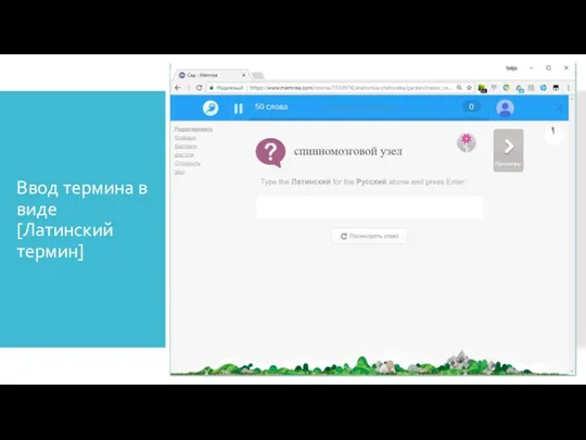 Ввод термина в виде [Латинский термин]