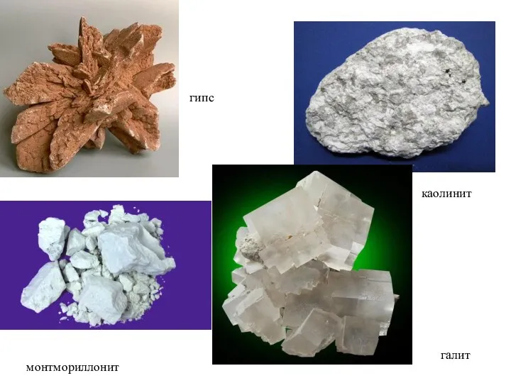 монтмориллонит галит каолинит гипс