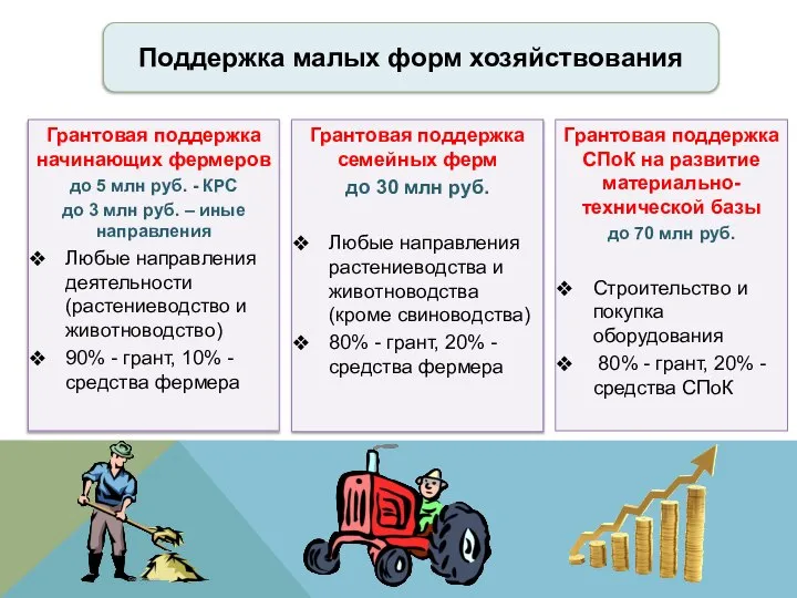 Поддержка малых форм хозяйствования Грантовая поддержка семейных ферм до 30 млн руб.
