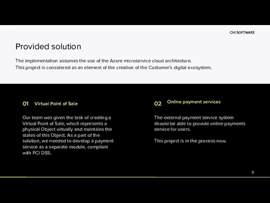 Provided solution 5 The implementation assumes the use of the Azure microservice