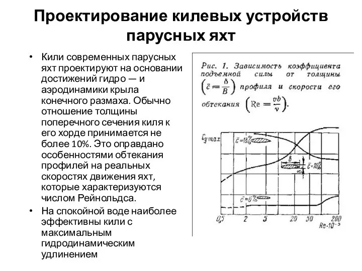 Проектирование килевых устройств парусных яхт Кили современных парусных яхт проектируют на основании