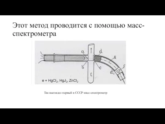 Этот метод проводится с помощью масс-спектрометра Так выглядел первый в СССР масс-спектрометр