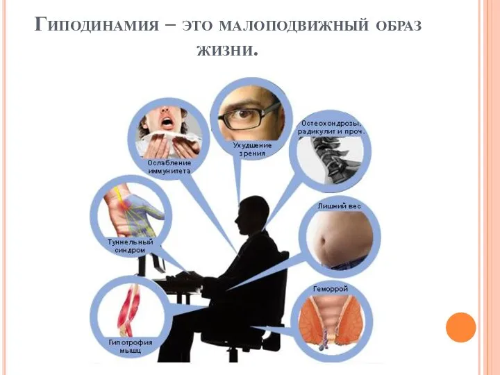 Гиподинамия – это малоподвижный образ жизни.