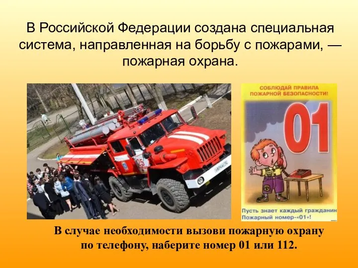 В Российской Федерации создана специальная система, на­правленная на борьбу с пожарами, —