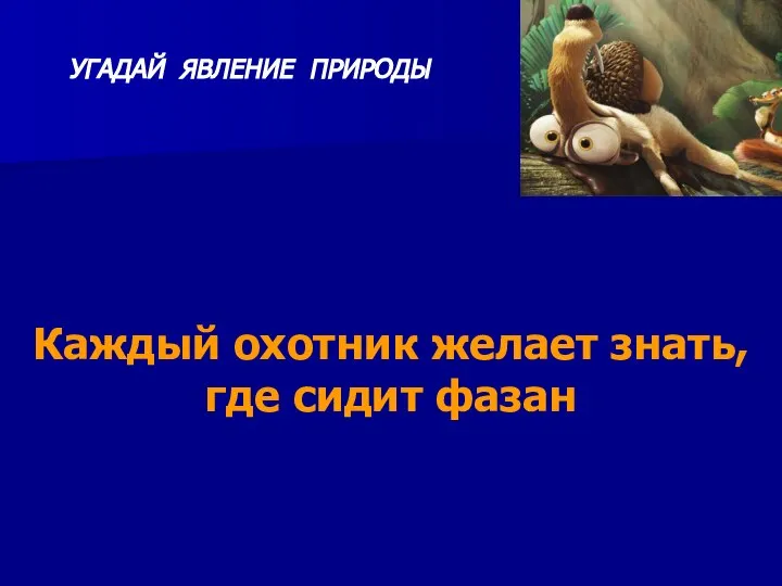 Каждый охотник желает знать, где сидит фазан УГАДАЙ ЯВЛЕНИЕ ПРИРОДЫ