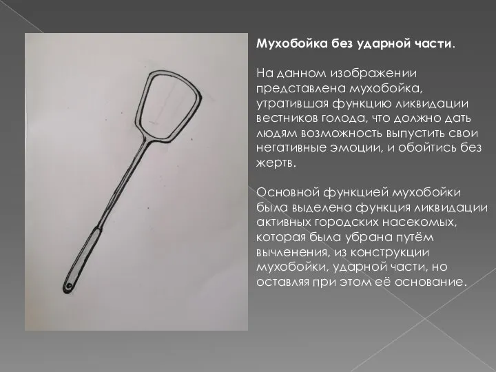 Мухобойка без ударной части. На данном изображении представлена мухобойка, утратившая функцию ликвидации