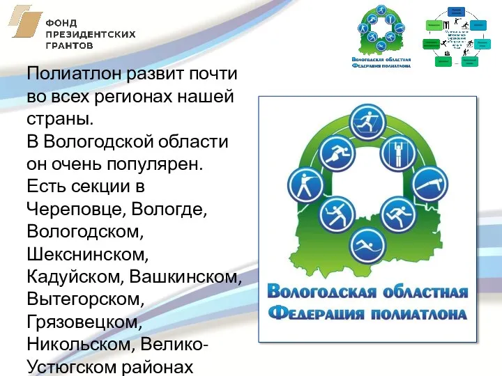 Полиатлон развит почти во всех регионах нашей страны. В Вологодской области он