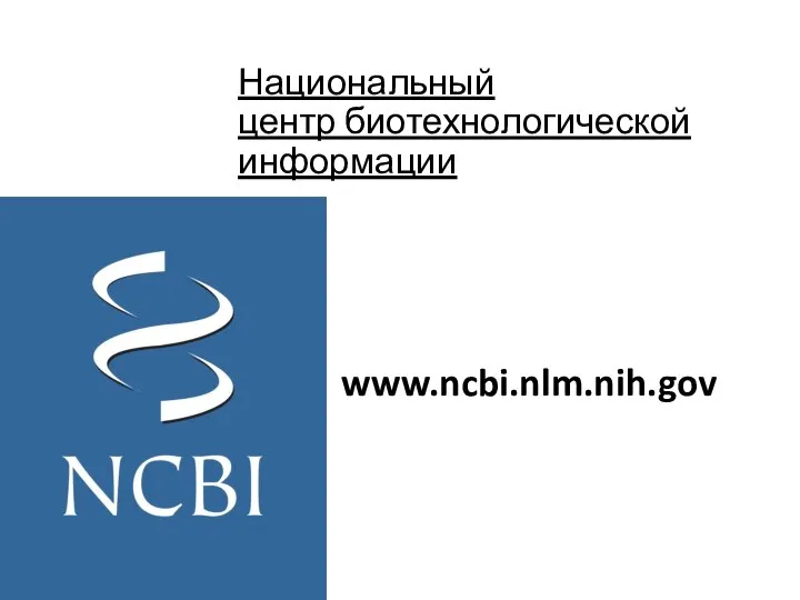 Национальный центр биотехнологической информации www.ncbi.nlm.nih.gov