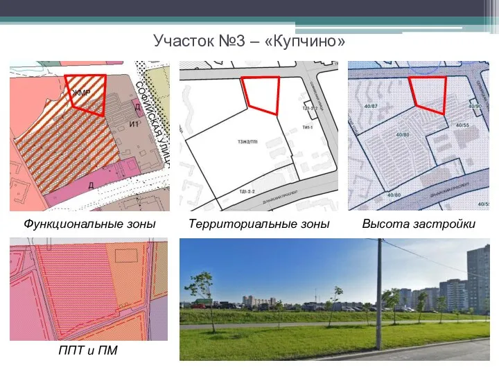 Участок №3 – «Купчино» Функциональные зоны Территориальные зоны Высота застройки ППТ и ПМ