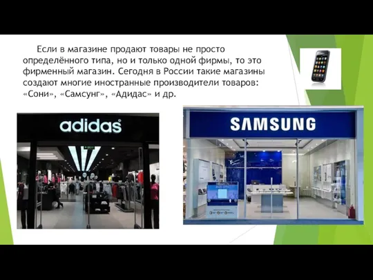 Если в магазине продают товары не просто определённого типа, но и только